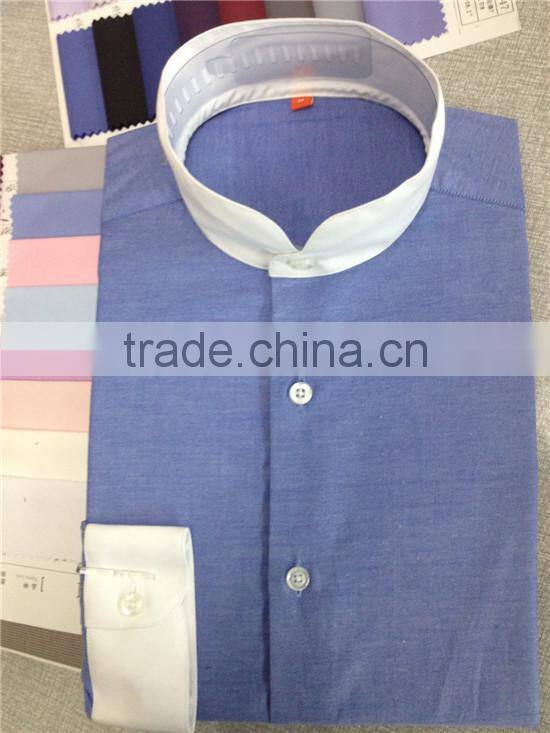 Mens banded collar contrast collar cuff shirts