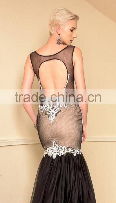 sexy backless mermaid lace prom evening dress for young girls