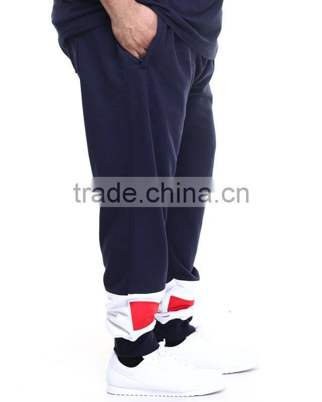 adjustment draw-strings waistline pants Pieced contrasting color block design Sweatpant plus size casual pant