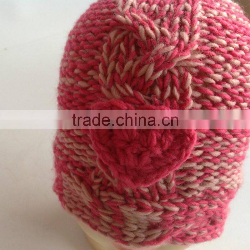 computer machine and hand made red lovely girl's fashion cute children knitted hats factory