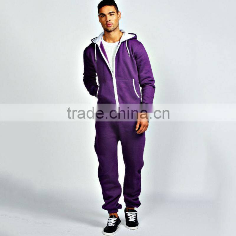 Custom fleece soft zip up hoodie adult onesie plain colour