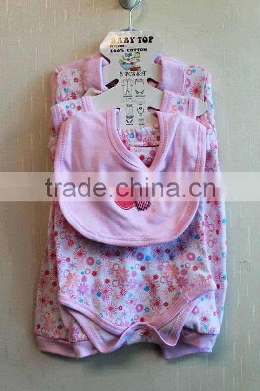 Wholesale Lovely New Born Knitted Clothing Set Long Sleeve Romper 100% Cotton Clothing Set 8TB1-50