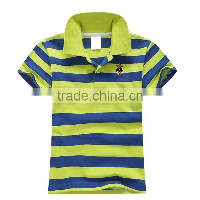 New Design 200 Grams Urban 100% Cotton Oem Stripes Print Style Customized Embroidered Logo Polo Shirts For Kids