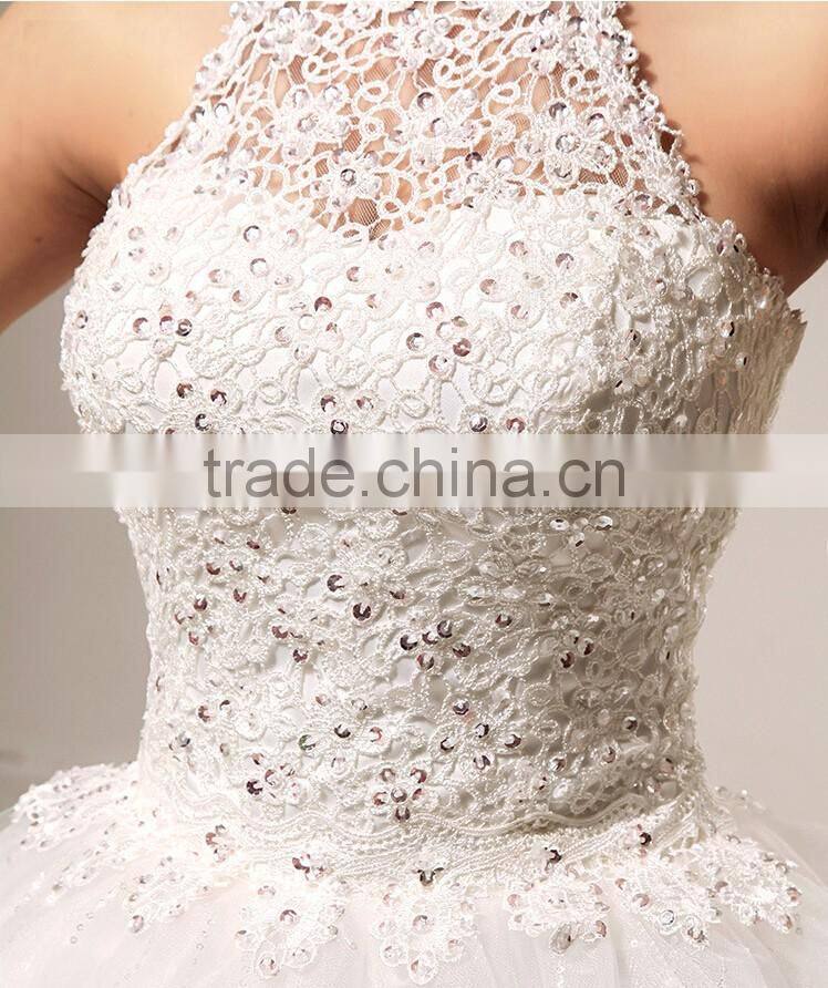 Sexy white shiny rhinestones beaded long train wedding dresses