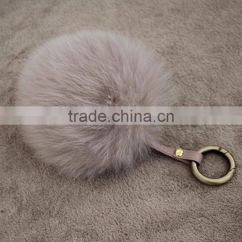 Myfur Fashion Design Factory Wholesale Fox Fur Pompoms Keychain Lovely Keychain with Fur