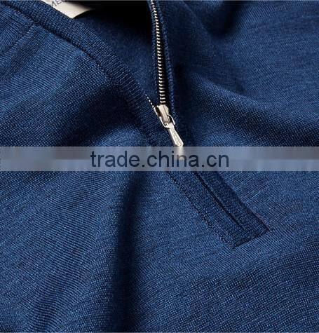 Customed Manufacturing Zipper-Up Navy Blue Sweater Men Pullover Sweater