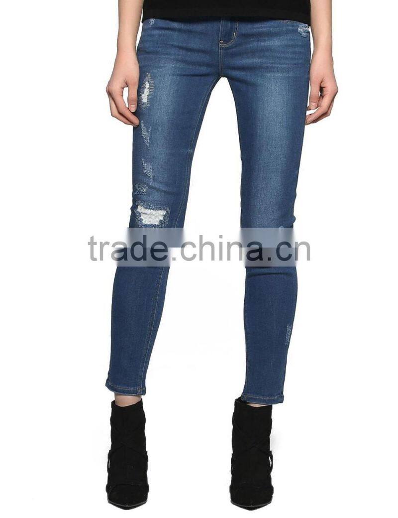 latest ladies broken hole distressed jeans hole /trousers