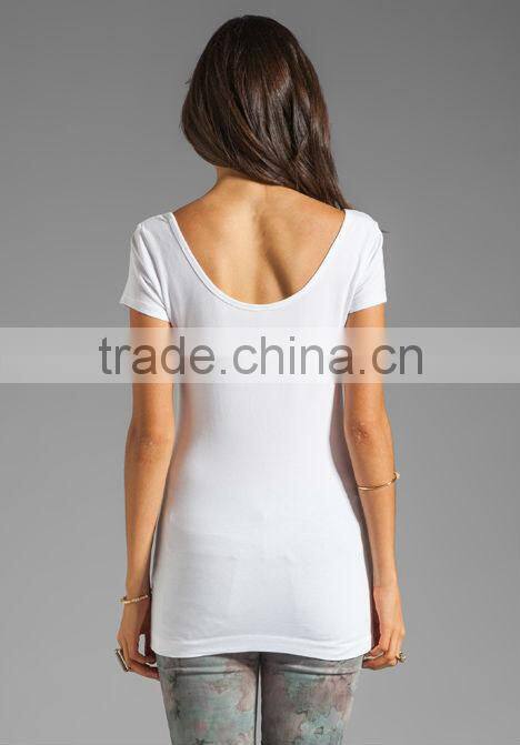 slim scoop neck white t shirts top tee