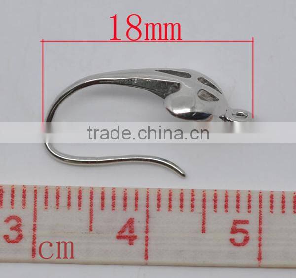 Earwire, copper, Silver Tone , 18x10mm with loop pairs