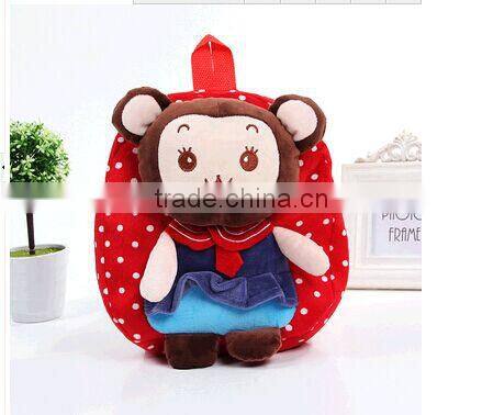 plush monkey backpack for kids/plush animal toy backpack