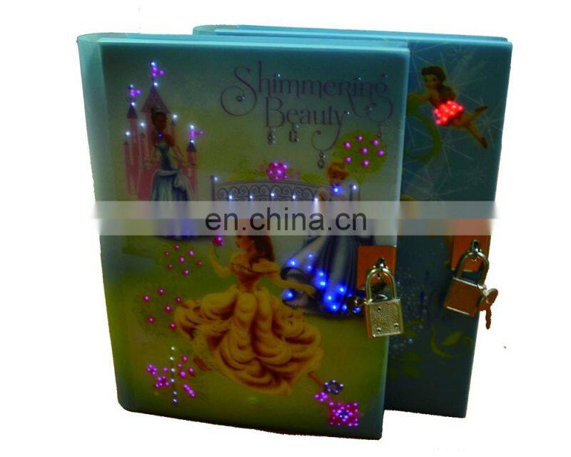 2017 Newly Design and hot selling Custom LED Lighting Up Diary/Notebook With Fiber Optic & locks