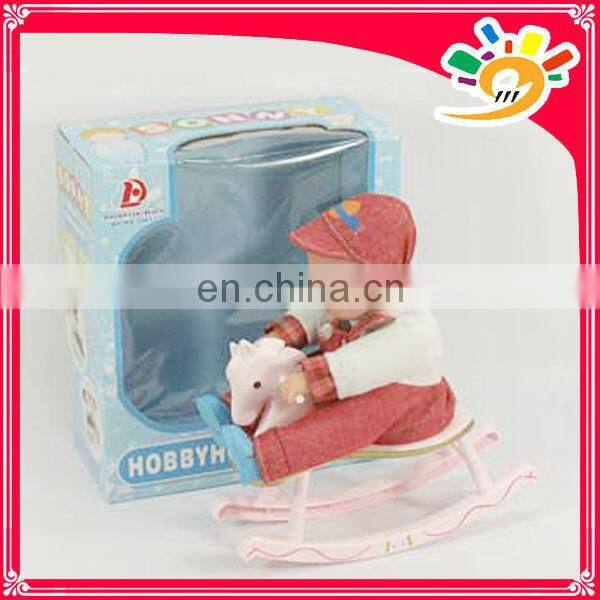 Kids Colorful Plastic Rocking Horse Toys, Riding Horse Set With Doll And Music