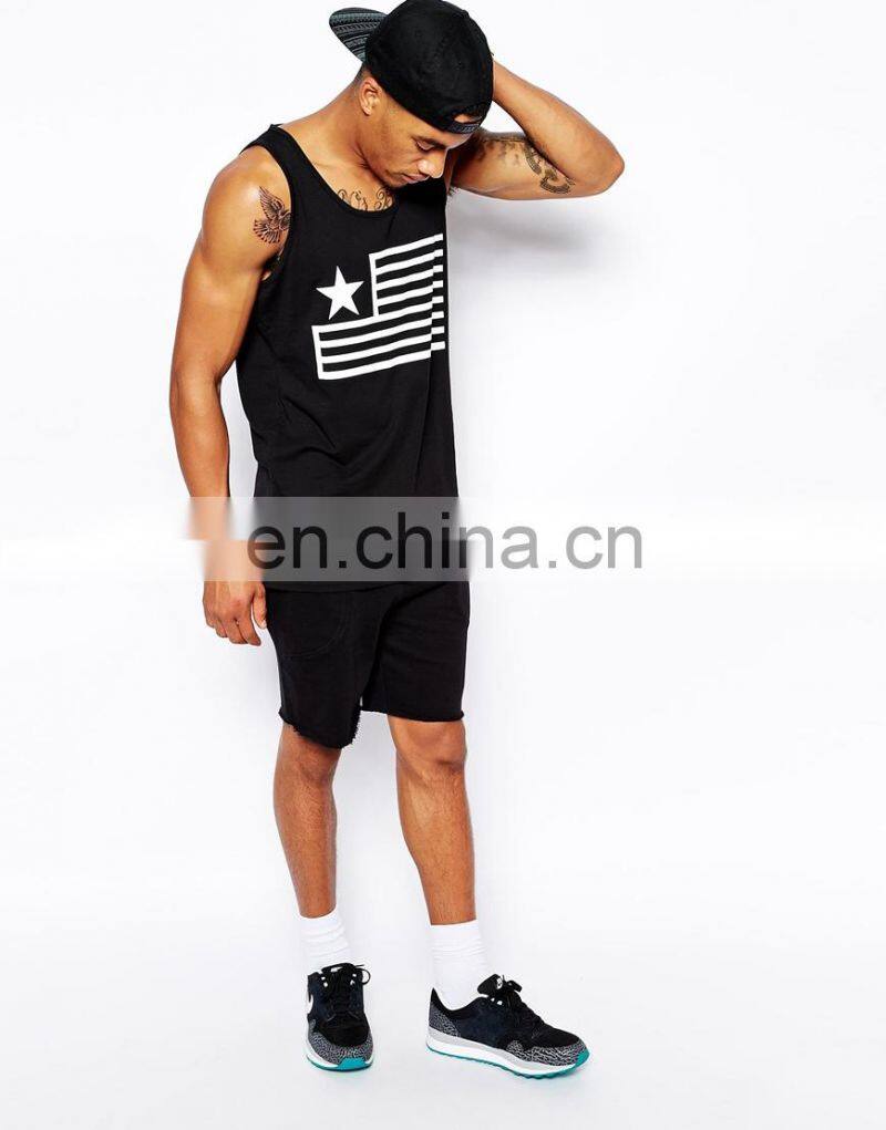 Vest With Flag Print/front print custom designs tshirt/high fashion men clothing/model-sc307