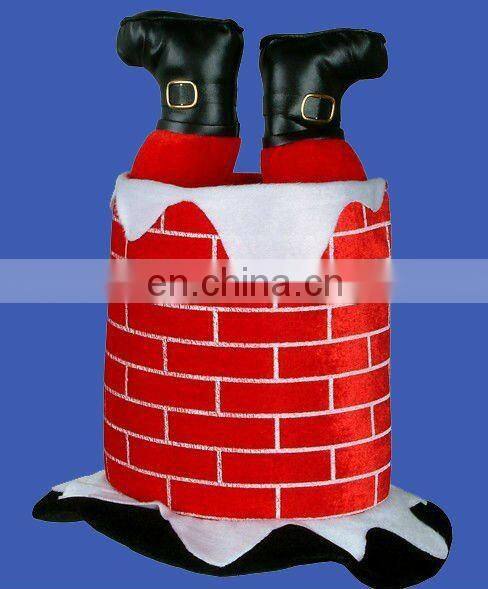 Red felt christmas santa shopping bag with reindeer head