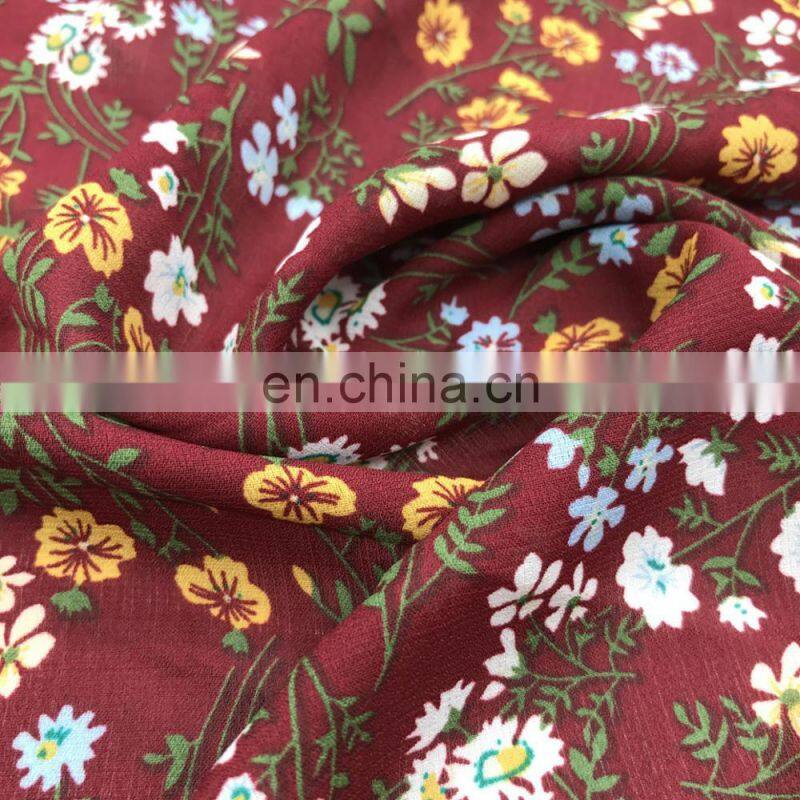 2017 summer new arrival digital printed chiffon fabric polyester stretchfabric