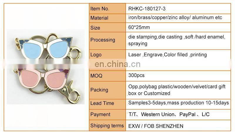 Sun glassess design keychain,customized key ring,2018 new key chain