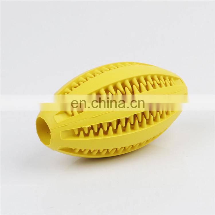 Non-Toxic soft tooth cleaning and IQ training rubber dog toys pet rugby ball