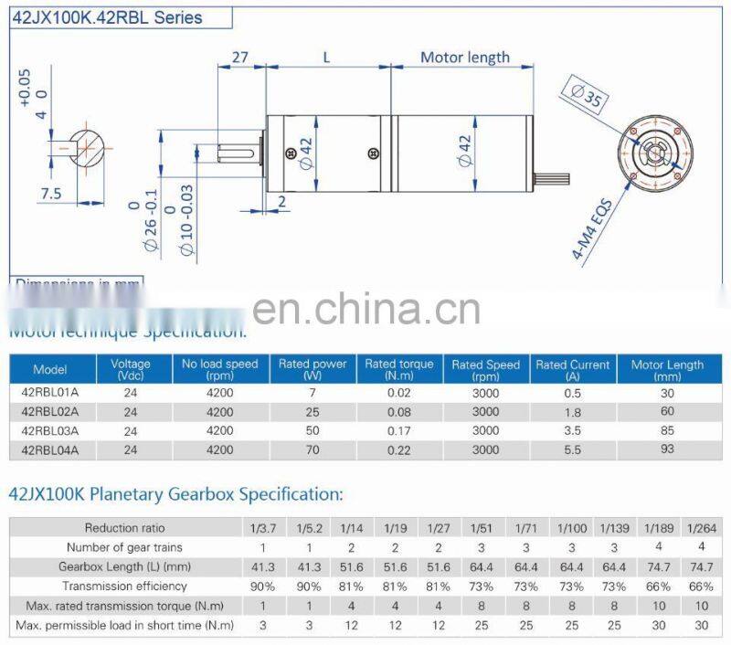 42mm Planet Gearbox Bldc Motor, Brake Option