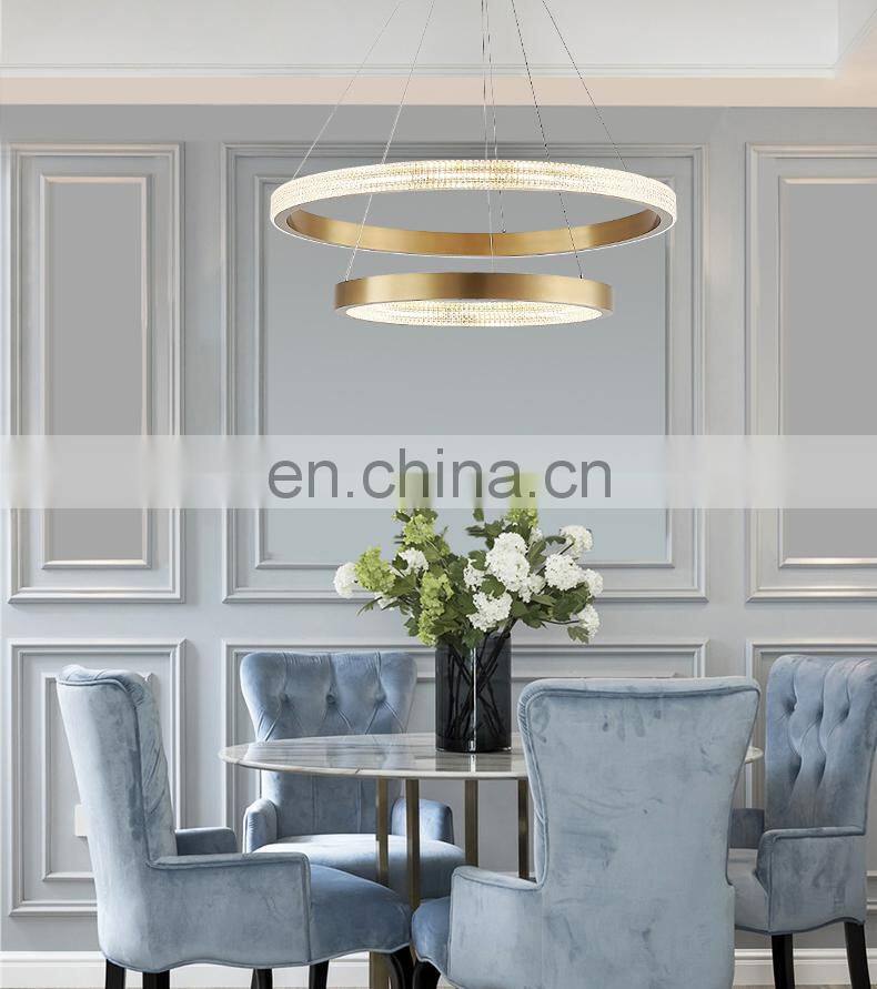 Modern Pendant Lamp Ring Shaped Droplight Black / White Hanging Wire Chandelier Lighting