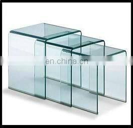 modern 12mm 15mm curved glass coffee table