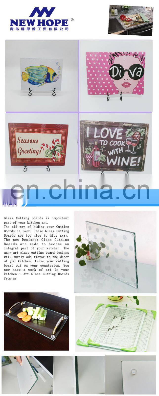 Clear rectangle chinchilla tempered glass cutting board