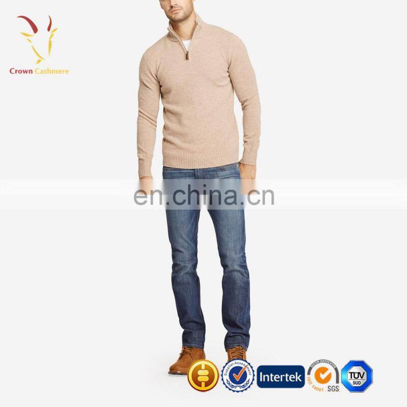 Men High Collar Half Zipper Cashmere Sweater Knitting Pattern