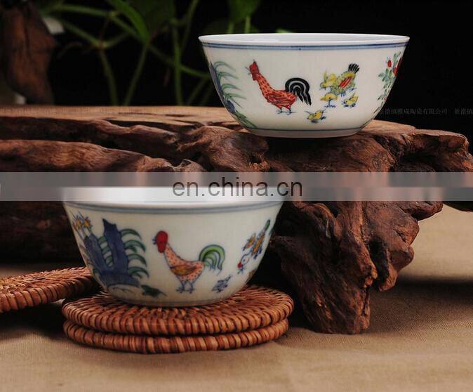 Antique Ceramic Porcelain Ming Dynasty Chenghua Doucai Chicken Bowl Vase Replica