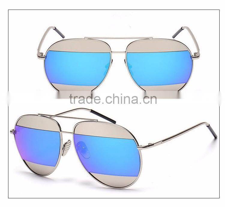2016 New Designer two colors Sun Glasses Split 3 Parts Mirror Lens for women