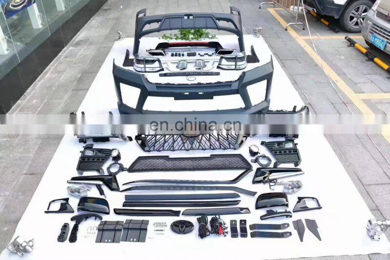 Runde PP Material For Toyota Land Cruiser Old Upgrade New Black Style Body Kit Front Rear Bumper Side Skirt Grille Headlight