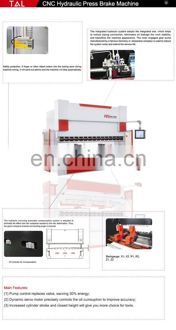 T&L Brand High quality Servo 200T3200 cnc press brake with DA69T 8 axis