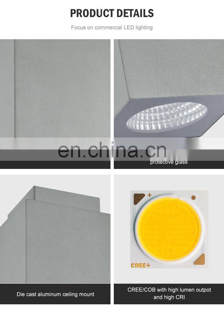 High Lumen Surface Mounted Square Aluminum IP65 Waterproof 12W 14W 20W COB LED Downlight