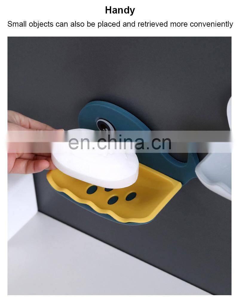 Cartoon Whale Bathroom Soap Dish Holder Bathroom Soaps Box Storage Shelf Plastic Wall Mounted Draining Organizer Tray