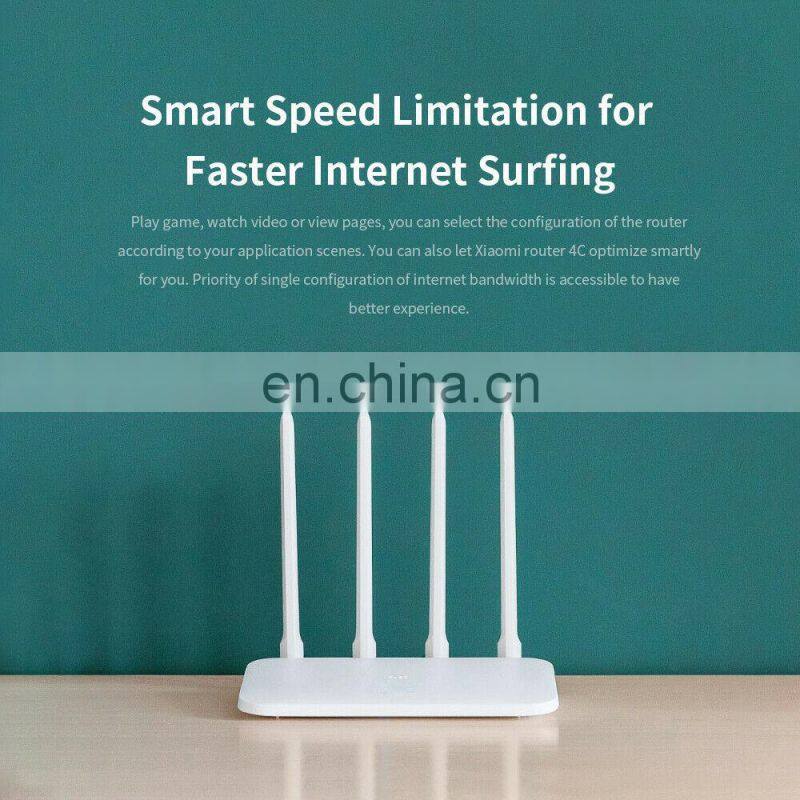 Original Mi WIFI Router 4C 64 RAM 300Mbps 2.4G 802.11 b/g/n 4 Antennas Band Wireless Routers WiFi Repeater APP Control