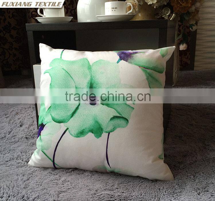 Chinese Watercolour Felt Flowers Printed 100% Cotton Large Cushion Cover