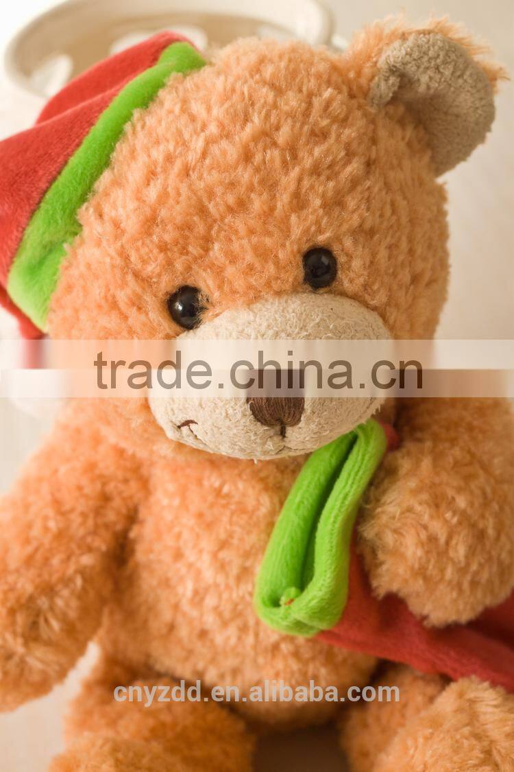 Plush Toy Bear with Christmas Hat and Sock/Sitting high 20cm Soft Chistmas Toy Teddy Bear /Stuffed Toy Light BrownTeddy Bear