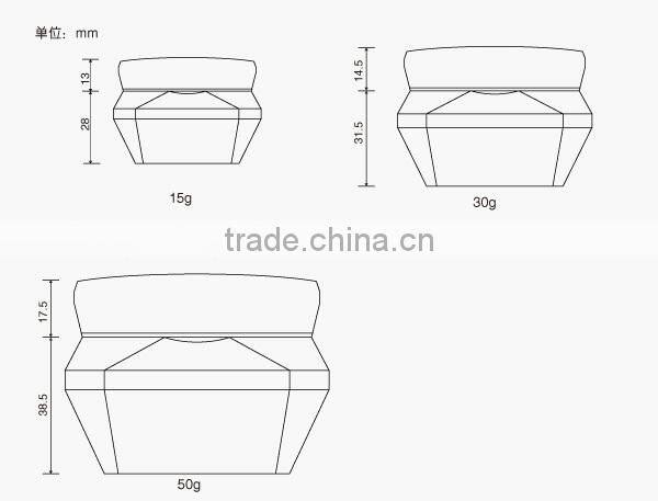 Popular 15g 30g 50g Luxury Diamond Acrylic Plastic Cream Jar, Plastic Serum Bottle