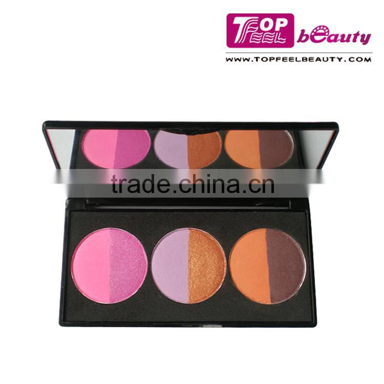 6 multi Colors oem professional blush eyeshadow set with mirror