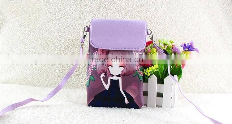 Wholesale pu lovely cartoon girl mini crossbody cell phone bag