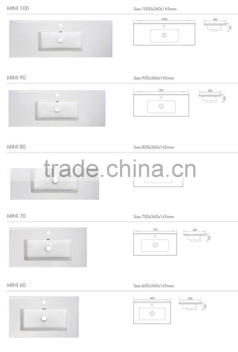 Made in China elegant white rectangular ceramic wash basin
