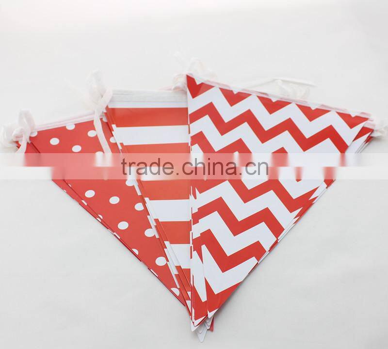 Chevron/ Striped/Polka Dot Paper Flag Banners for Graduation Party Baby Shower Party Birthday Party