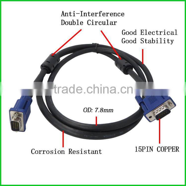Shenlantuo Wholesales Price 15Pin 3+6 VGA Cable Male to Male 15M VGA Cable for Multimedia