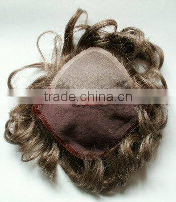 Top quality stock Indian human hair swiss lace base mens toupee