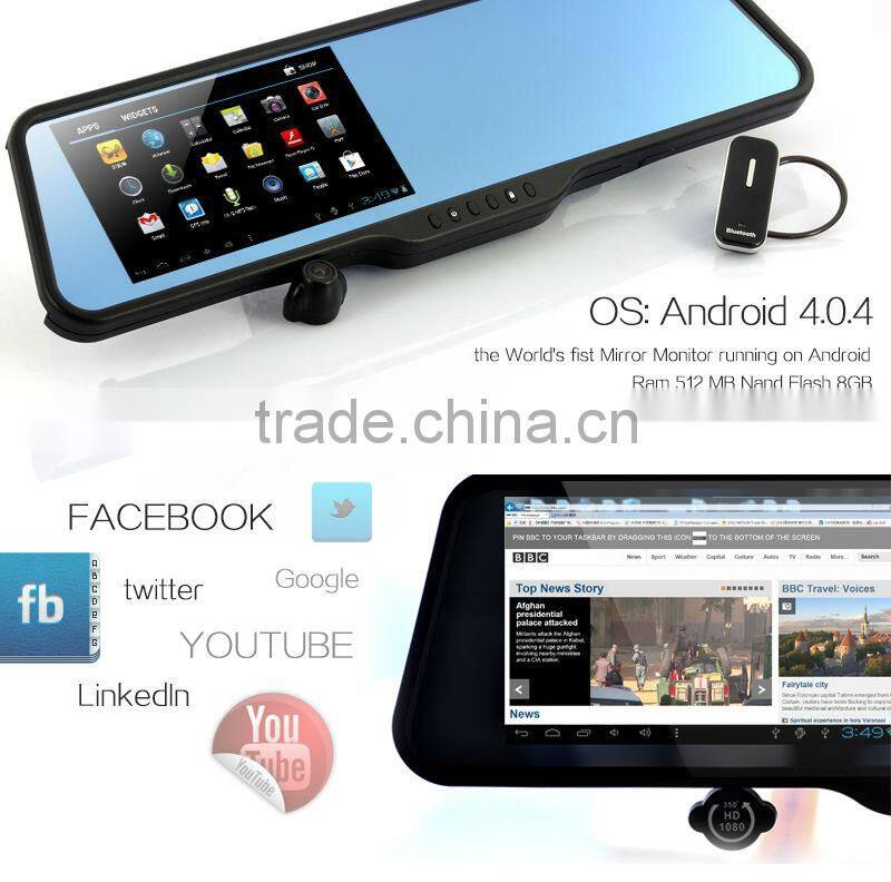 Smart rear view camera GPS with GPS navigation bluetooth DVR and android 4.0