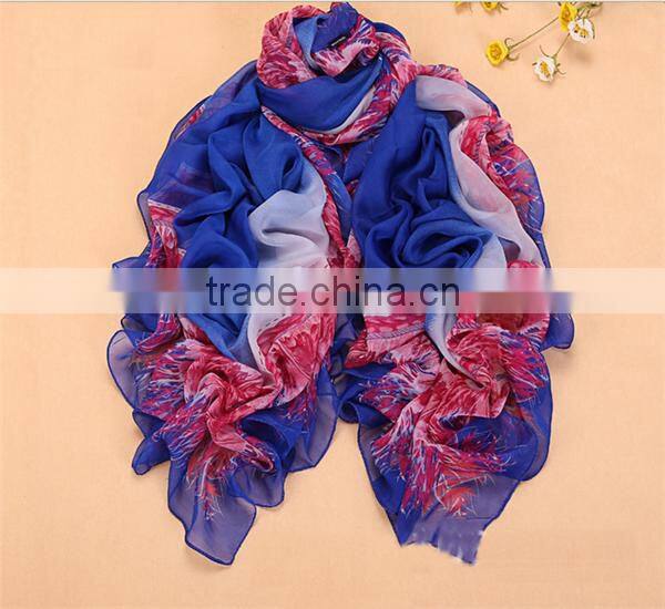 2015 fashion silk chiffon colorful printinf scarf for women