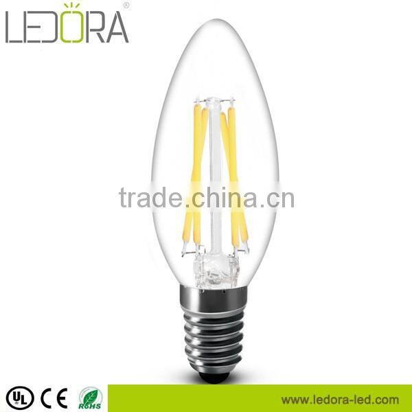 Hot 230V C35 3.5W E14 Dimmable LED Filament Candle Bulb With All Glass