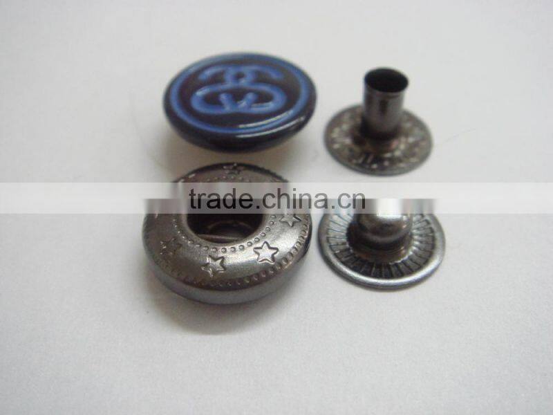 15mm painted blue recordable push snap button