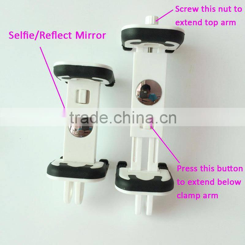 China factory 55-85mm extendable mobile phone selfie mirror mounting clip for iPhone 4/5/5s/5c/6/6s/6 plus/6s plus