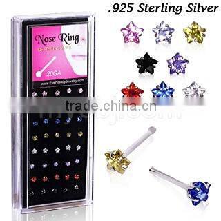 silver CZ nose percing ring