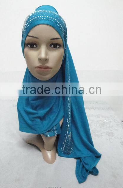 JL041 latest cotton jersey scarf with rhinestones,muslim hijab