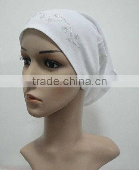 C035 tube underscarf with rhinestones,cotton underscarf and hats